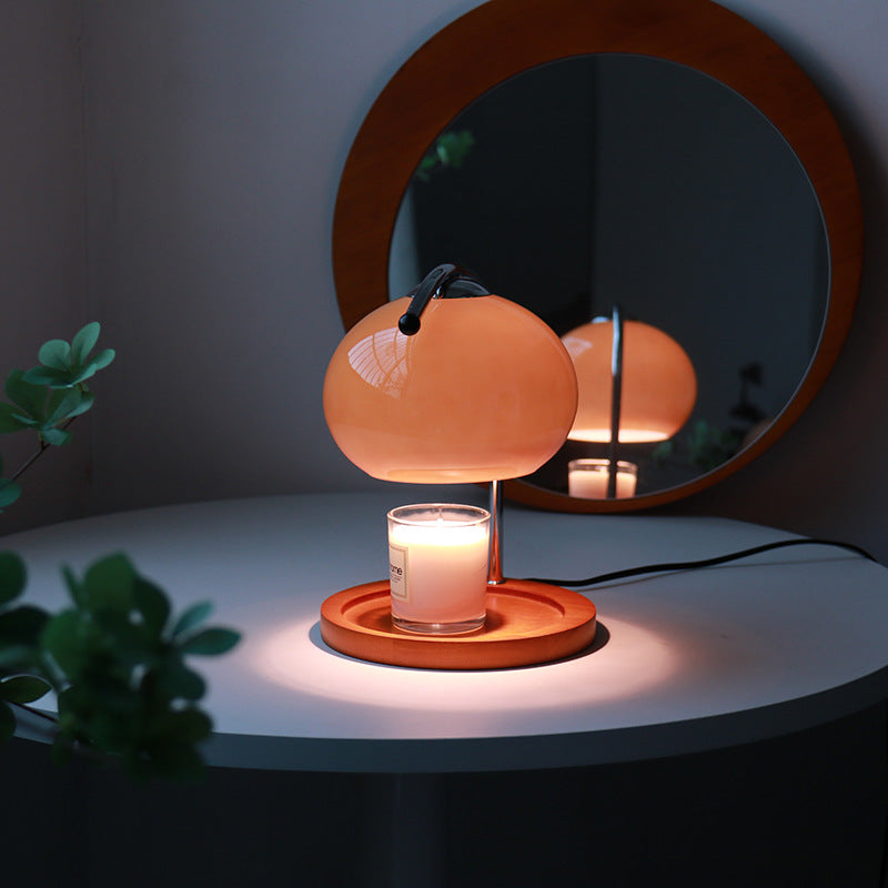 Contemporary Creative Dome Iron Glass Wood 1-Light Melting Wax Table Lamp For Study