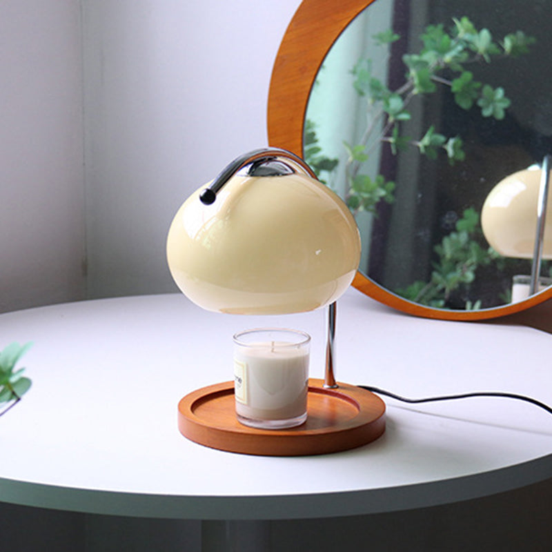 Contemporary Creative Dome Iron Glass Wood 1-Light Melting Wax Table Lamp For Study