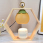 Contemporary Creative Hexagonal Wooden Frame Persimmon-Shaped Lampshade Iron 1-Light Aroma Melt Wax Table Lamp For Bedroom