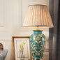 Traditional Chinese Hand-Painted Ceramic Base Copper Fabric 1-Light Table Lamp For Living Room