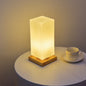 Modern Minimalist Cylindrical Square Wooden Glass LED Table Lamp For Bedroom