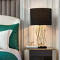 Contemporary Luxury Cylindrical Geometric Metal-Woven Base Marble Iron Fabric 1- Light Table Lamp For Bedroom