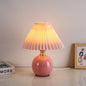 Modern Art Deco Orb Base Pleated Fabric Ceramic 1-Light Table Lamp For Bedroom
