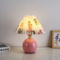 Modern Art Deco Orb Base Pleated Fabric Ceramic 1-Light Table Lamp For Bedroom