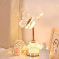 Modern Art Deco Pod Butterfly Hardware Glass Base Acrylic Shade LED Table Lamp For Bedroom