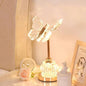 Modern Art Deco Pod Butterfly Hardware Glass Base Acrylic Shade LED Table Lamp For Bedroom