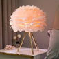 Contemporary Creative Feather Tripod Base Iron Frame 1-Light Table Lamp For Bedroom