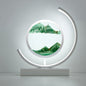 Modern Art Deco Round Quicksand Iron Glass LED Table Lamp For Bedroom