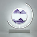 Modern Art Deco Round Quicksand Iron Glass LED Table Lamp For Bedroom