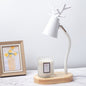 Modern Art Deco Cylinder Antler Wooden Base Iron Shade 1-Light Aromatherapy Melting Wax Table Lamp For Bedroom