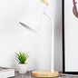 Modern Minimalist Round Horn Shape Iron Shade Wood Base 1-Light Table Lamp For Bedroom
