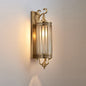 Modern Luxury Waterproof Line Cylinder Copper Frame Glass Shade 1/3/6 Light Wall Sconce Lamp For Garden