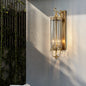 Modern Luxury Waterproof Line Cylinder Copper Frame Glass Shade 1/3/6 Light Wall Sconce Lamp For Garden