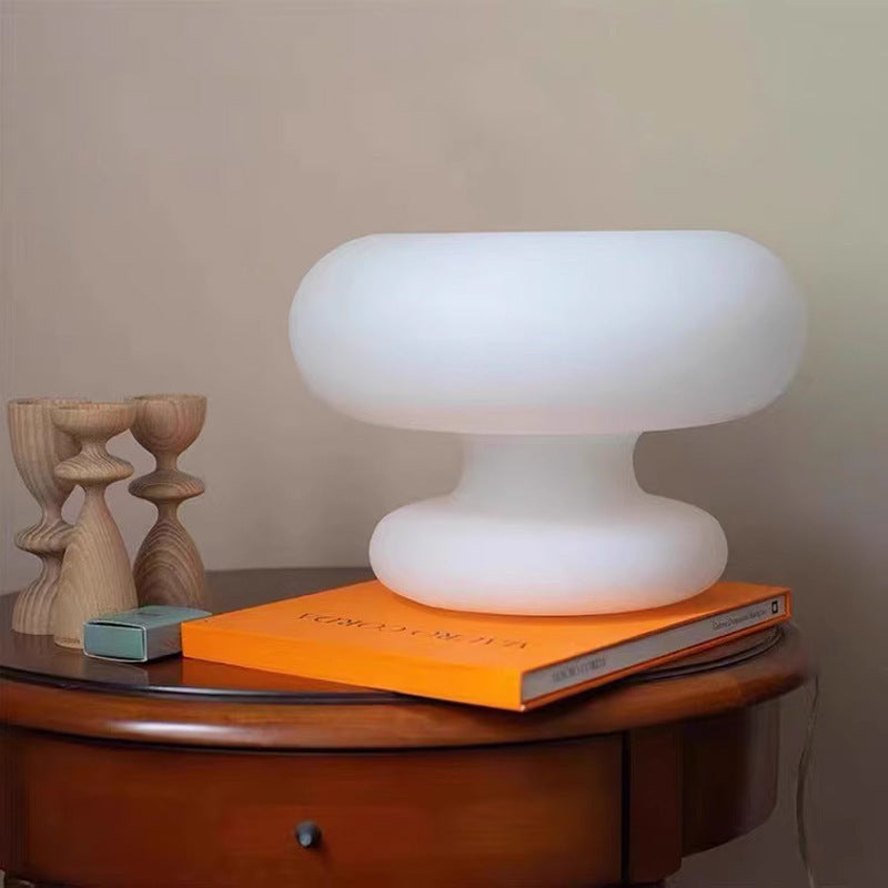 Contemporary Creative Round Donut Shape Glass LED Table Lamp For Bedroom