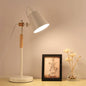 Modern Minimalist Long Pole Cylinder Wood Iron 1-Light Table Lamp For Bedroom