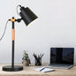 Modern Minimalist Long Pole Cylinder Wood Iron 1-Light Table Lamp For Bedroom