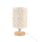 Modern Art Deco Cylindrical Wooden Base Fabric Shade LED Table Lamp For Bedroom