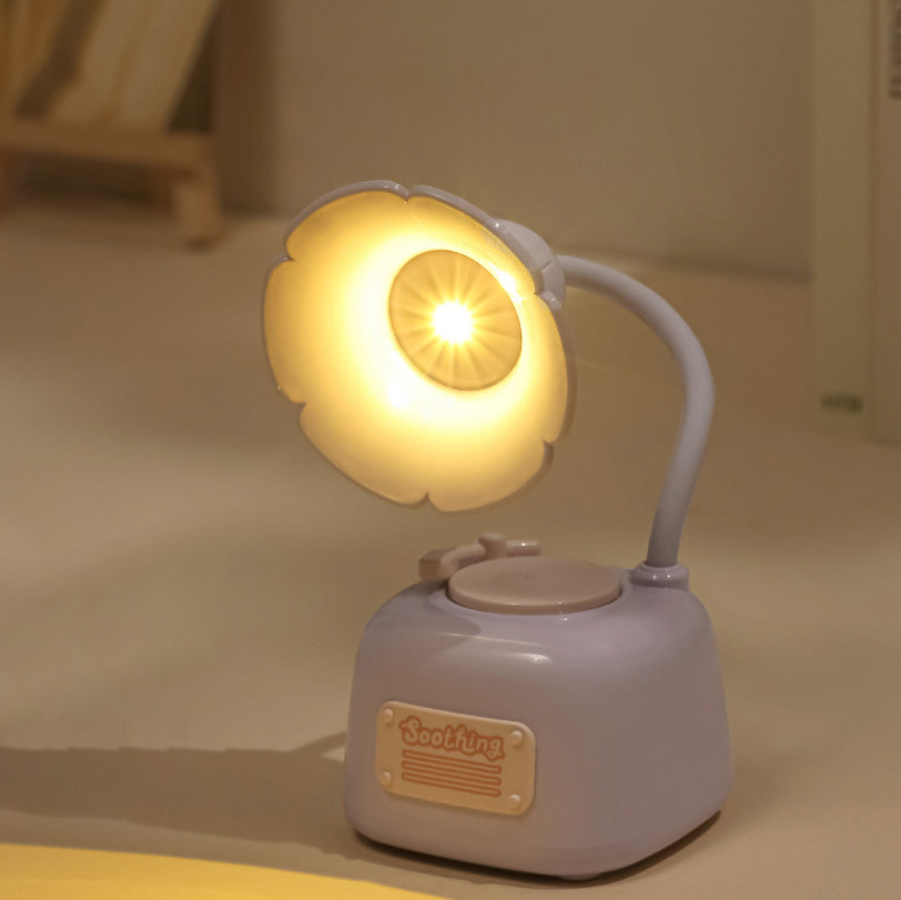 Contemporary Creative Flower Gramophone Shape PC LED Table Lamp For Living Room