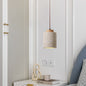 Vintage Wood & Travertine Pendant Light