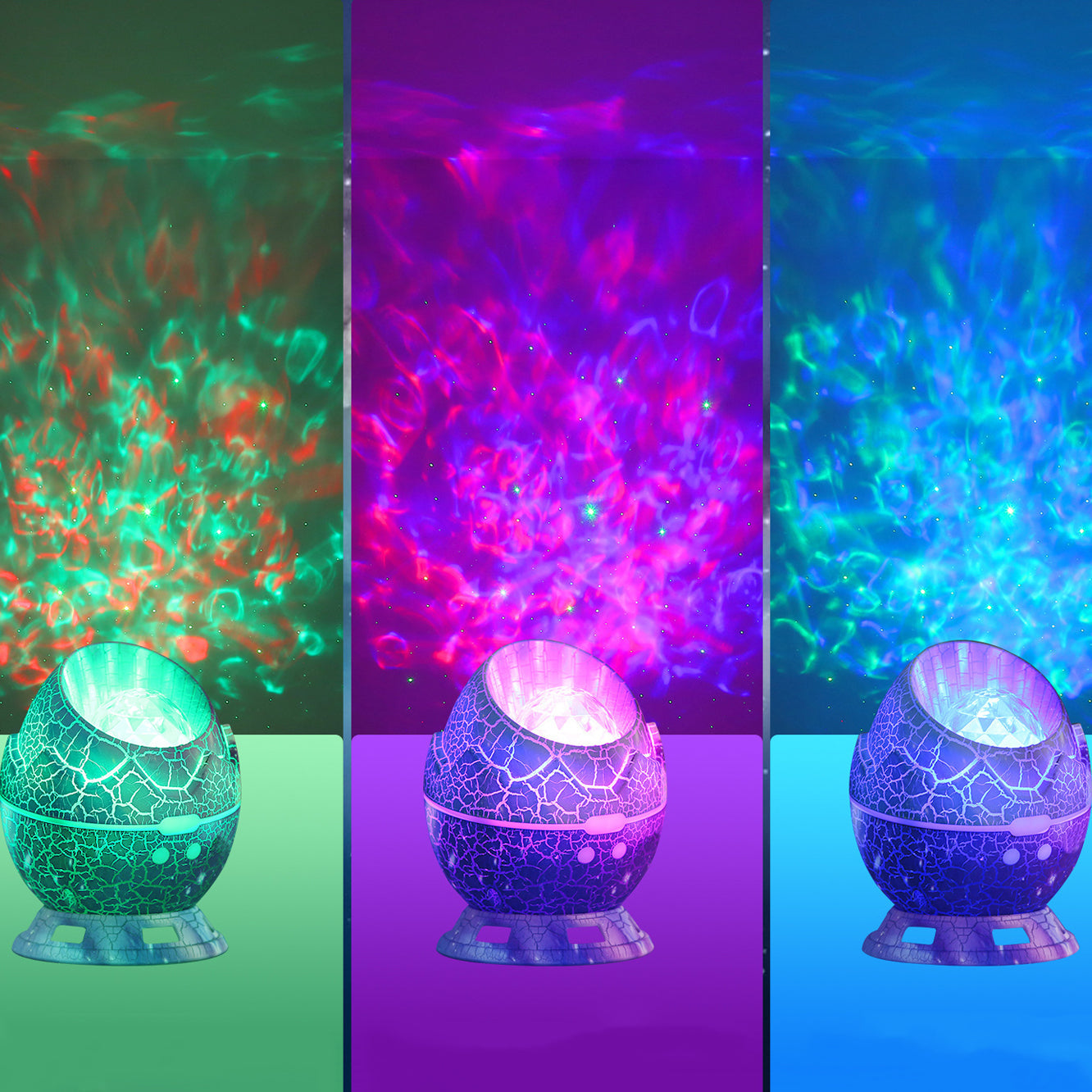 Modern Art Deco Crackle Dinosaur Egg Projector ABS LED Table Lamp For Bedroom
