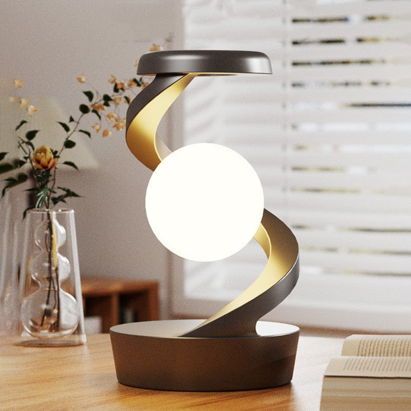 Contemporary Creative Orb ABS Floating Effect Look Rotating LED Table Lamp for Bedroom