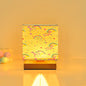 Modern Art Deco Square Floral Fabric Shade Solid Wood Base LED Table Lamp For Bedroom