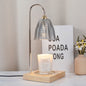 Modern Art Deco Round Cup Shape Wooden Base Iron Frame Glass Shade 1-Light Aromatherapy Melted Wax Table Lamp For Bedroom
