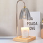 Modern Art Deco Round Cup Shape Wooden Base Iron Frame Glass Shade 1-Light Aromatherapy Melted Wax Table Lamp For Bedroom