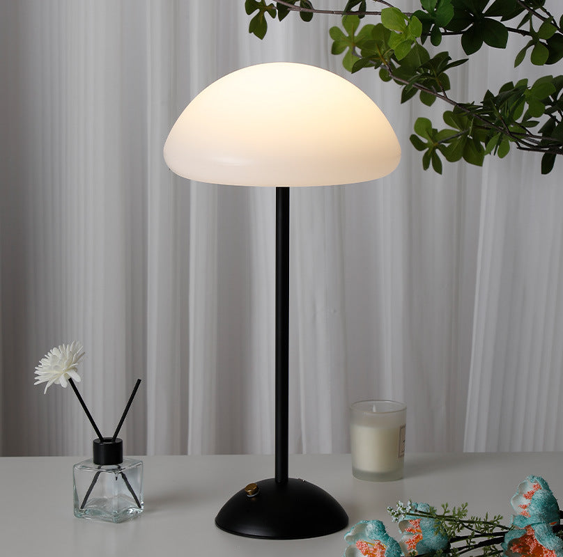Contemporary Creative Round Mushroom Shape Iron Frame ABS Shade LED Table Lamp For Bedroom