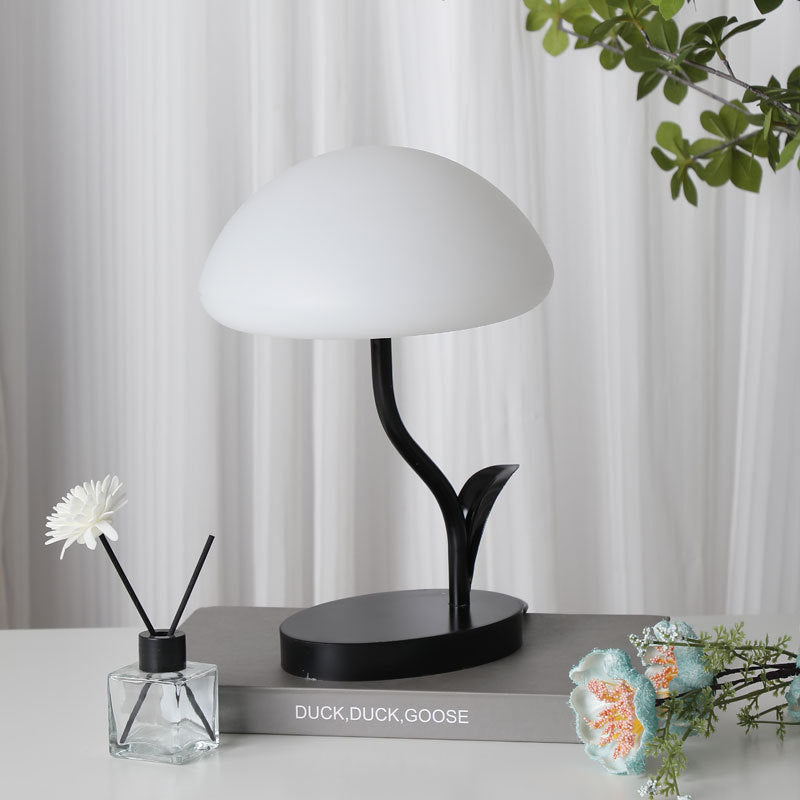Contemporary Creative Round Mushroom Shape Iron Frame ABS Shade LED Table Lamp For Bedroom