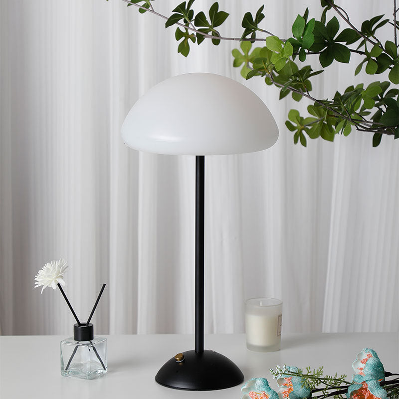 Contemporary Creative Round Mushroom Shape Iron Frame ABS Shade LED Table Lamp For Bedroom