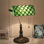 Traditional Tiffany Rectangle Half Cylinder Zinc Stained Glass 1-Light Table Lamp For Bedroom