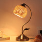 Traditional Tiffany Round Dome Curved Pole Hardware Base Stained Glass Shade 1-Light Table Lamp For Bedroom