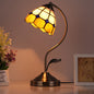 Traditional Tiffany Curved Pole Flower Shape Hardware Base Stained Glass 1-Light Table Lamp For Bedroom