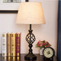Modern Mid-Century Cylinder Round Fabric Shade Iron Base 1-Light Table Lamp For Bedroom