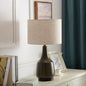 Contemporary Scandinavian Brass Ceramic Fabric Tapered Cylindrical Shade 1-Light Table Lamp For Bedroom And Study