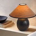 Traditional Vintage Round Conical Jar Base Solid Wood 1-Light Table Lamp For Bedroom