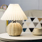 Contemporary Scandinavian Cone Plastic Rattan Fabric LED Table Lamp For Living Room