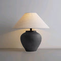 Traditional Japanese Jar Ceramic Fabric 1-Light Table Lamp For Living Room