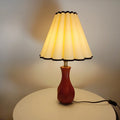 Traditional Vintage Drum Wood Fabric 1-Light Table Lamp For Living Room