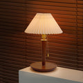 Traditional Vintage Dome Iron Wood Fabric 1-Light Table Lamp For Living Room