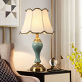 Traditional Vintage Drum Copper Ceramic Fabric 1-Light Table Lamp For Living Room