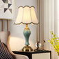 Traditional Vintage Drum Copper Ceramic Fabric 1-Light Table Lamp For Living Room
