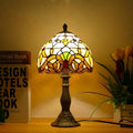 Traditional Tiffany Dome Iron Glass 1-Light Table Lamp For Living Room