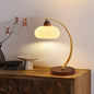 Traditional Vintage Round Wood Iron Glass 1-Light Table Lamp For Living Room