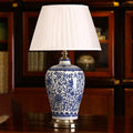 Traditional Chinese Drum Ceramic Fabric 1-Light Table Lamp For Living Room