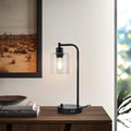 Contemporary Industrial Cylinder Iron Glass 1-Light Table Lamp For Living Room