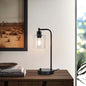 Contemporary Industrial Cylinder Iron Glass 1-Light Table Lamp For Living Room