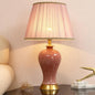 Traditional Chinese Drum Ceramic Iron Fabric 1-Light Table Lamp For Living Room