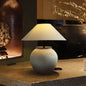 Traditional Japanese Drum Ceramic Fabric 1-Light Table Lamp For Living Room